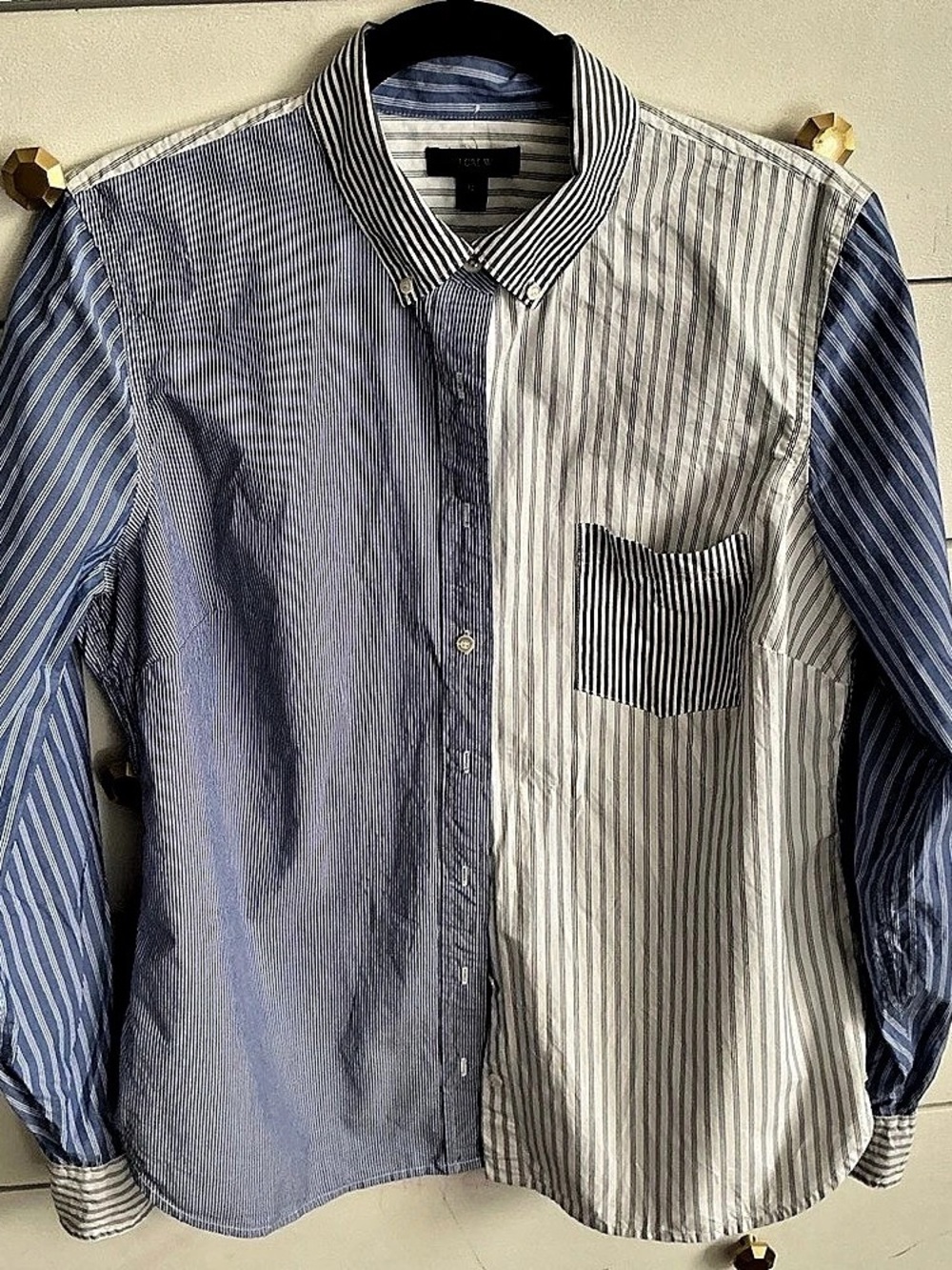 J.Crew Striped Button Down Shirt in Blue & White Size 12